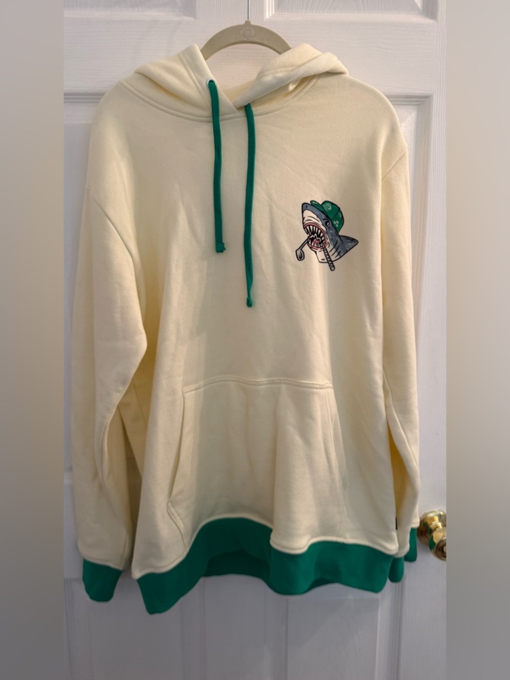 Golf Cream & Green Shark Graphic Hoodie